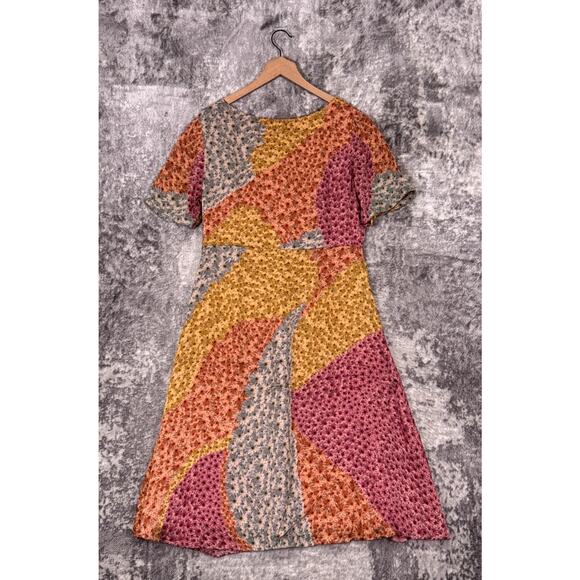 Anthropologie Dress Large Womens Varun Bahl Catria Patchwork Floral A Line - Picture 3 of 11